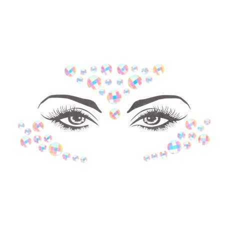 Bijoux adhésifs pour visage effet cristaux multicolores