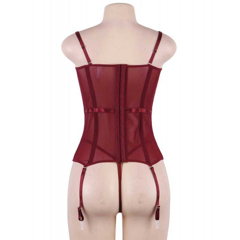 Corset Audrey en dentelle, disponible en noir, bleu ou bordeaux