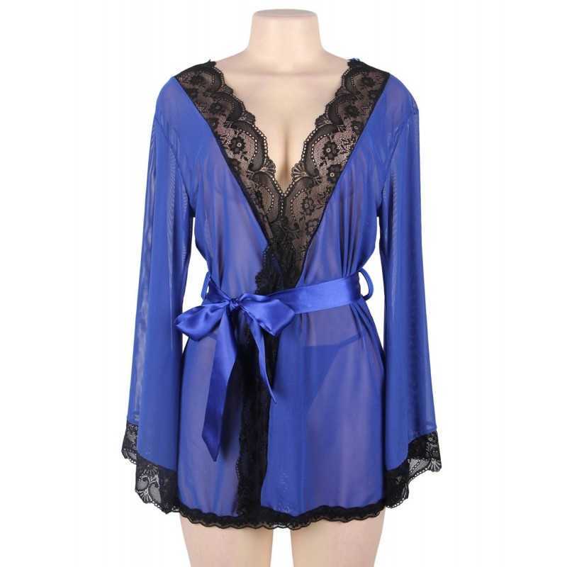 Peignoir Irina Sexy - Rouge, Noir ou Bleu | Dentelle & Satin
