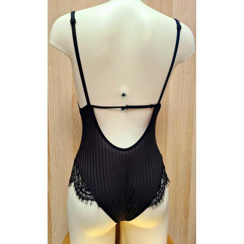 Body Jess S - Élégance en Dentelle Noire et Tissu Côtelé