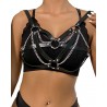 Harnais bondage avec chaînes ajustable en cuir synthétique élégant