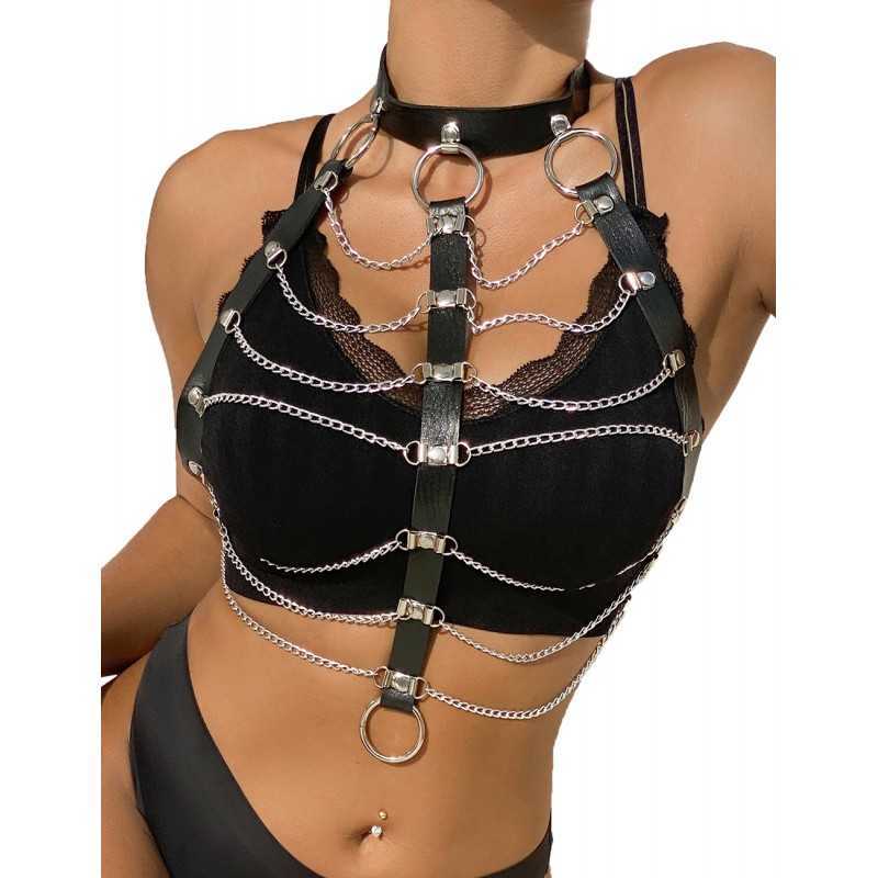 Harnais avec Collier et Chaînes – Élégance Sensuelle | Soft Love