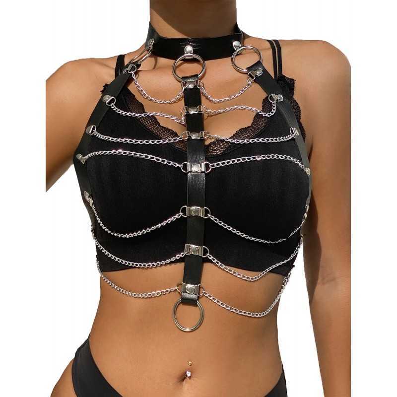 Harnais avec Collier et Chaînes – Élégance Sensuelle | Soft Love