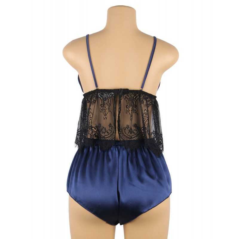 Pyjama 2 pièces Sandrine en satin et dentelle – Élégance et confort