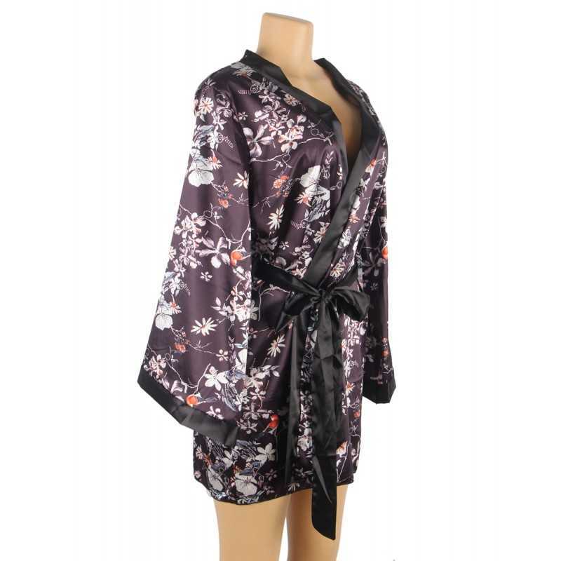 Peignoir Sandra – Élégance et Confort en Satin Floral