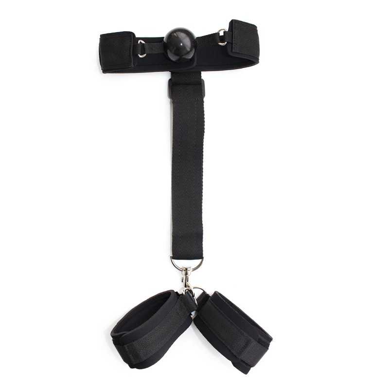 Set BDSM avec bâillon, sangles réglables et menottes rembourrées