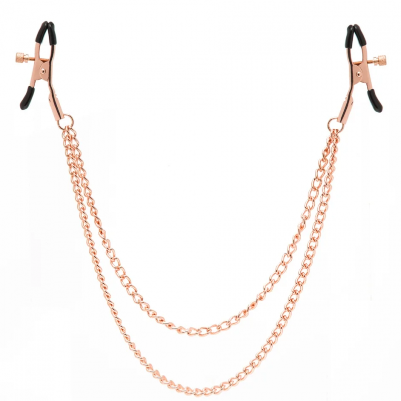 Pinces à seins or rose avec chaînes – Élégance et sensations